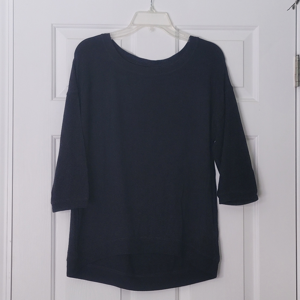 Sonoma life + style woman's black knit 3/4 length sleeve top size L